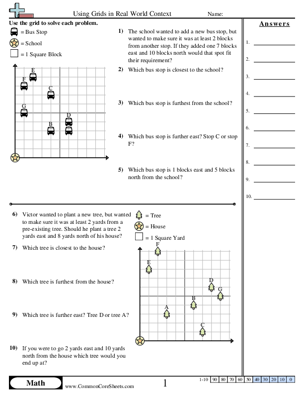 5.g.2 Worksheets - Using Grids in Real World Context worksheet